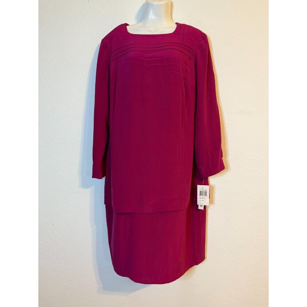 Patrick Collection Women's 100% Silk Dress Dark Pink Lined‎ SZ 16  Luxury Modest